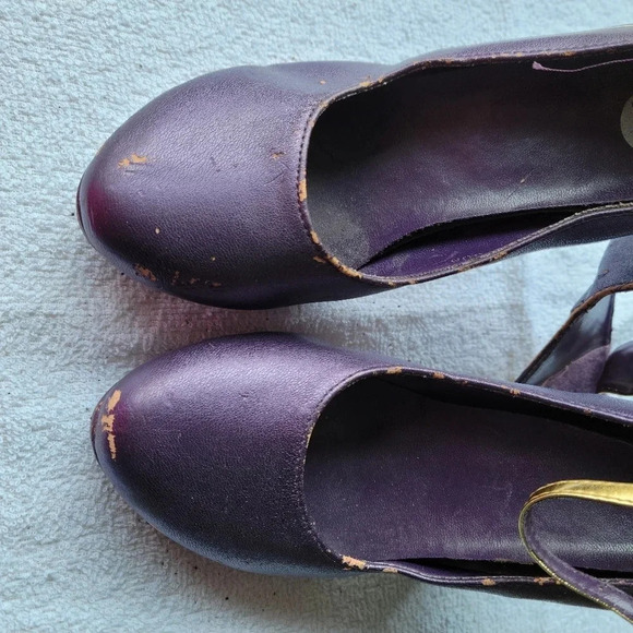 Purple and  Gold High Heels Boots - Picture 13 of 16